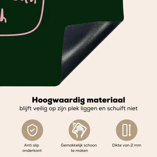 Tekstwolkje - Donkergroen - BLAH BLAH BLAH Inductie beschemer met haakjes klein -ky-onderkant-nl