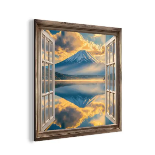 Doorkijk - Landschap - Bergen - Uitzicht - Raam aluminium wit klein -3d