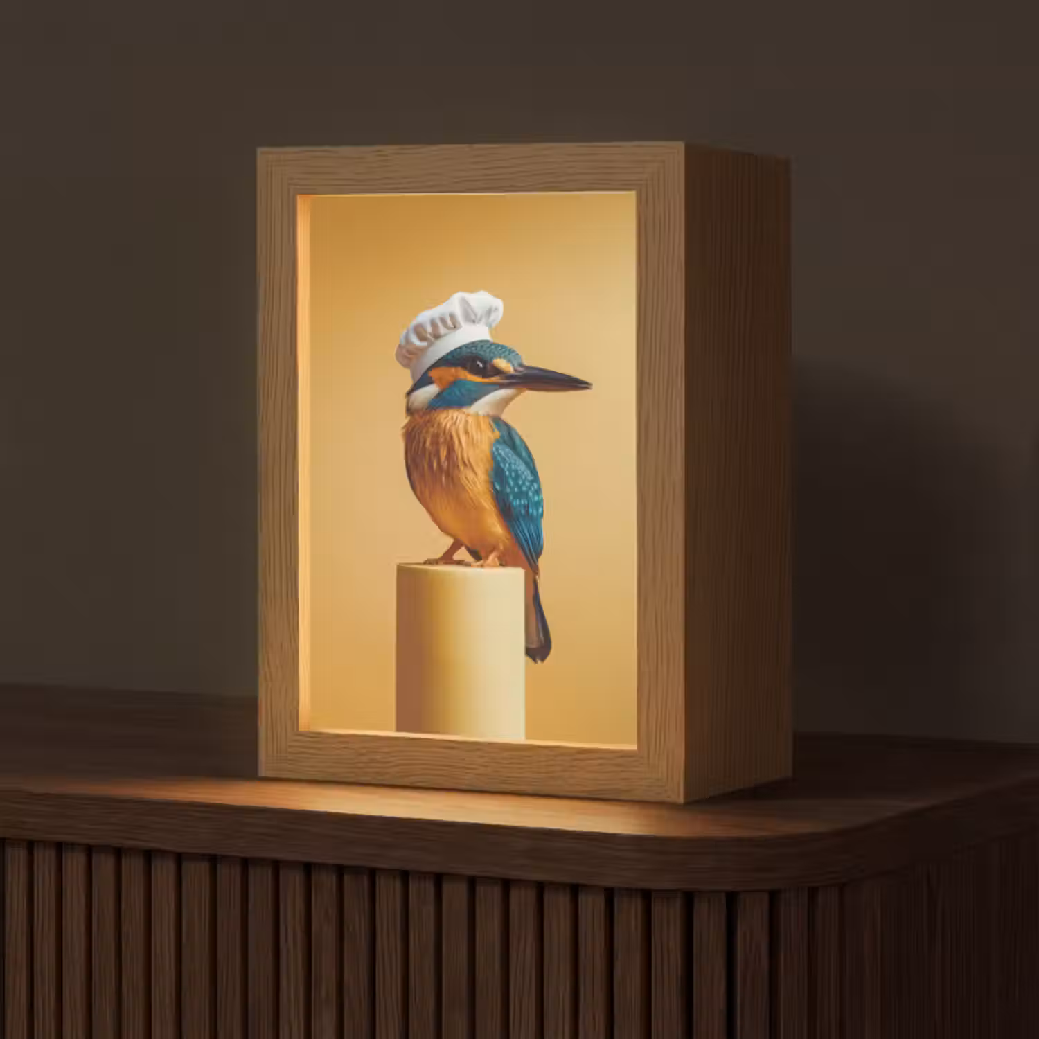 Tischlampe - Eisvogel - Säule - Kochmütze - Vogel