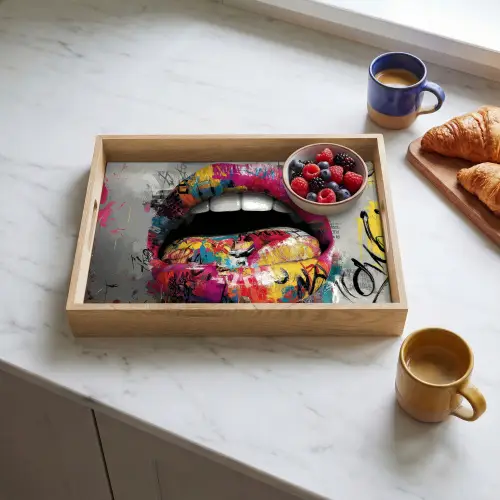 Lippen - Graffiti - Expressief Dienblad Rechthoek middel -sfeer2