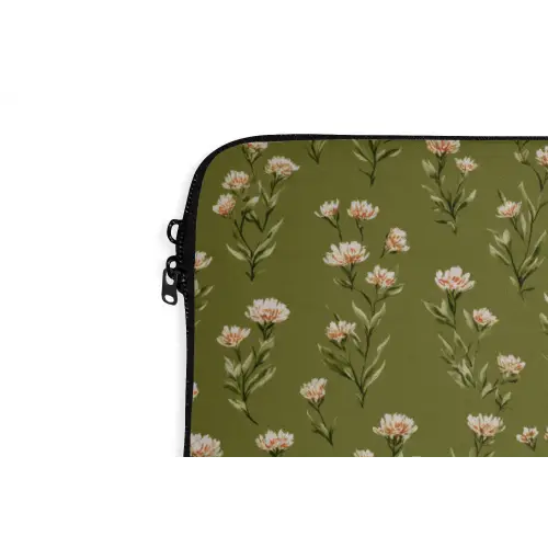 Landelijk - Bloemen -  Groen laptophoes neopreen klein 279 -detail