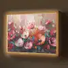 Klaprozen - Roze - Bloemen - Botanisch - Kunst Light Box met batterij (Wandlamp) middel -z3d_website