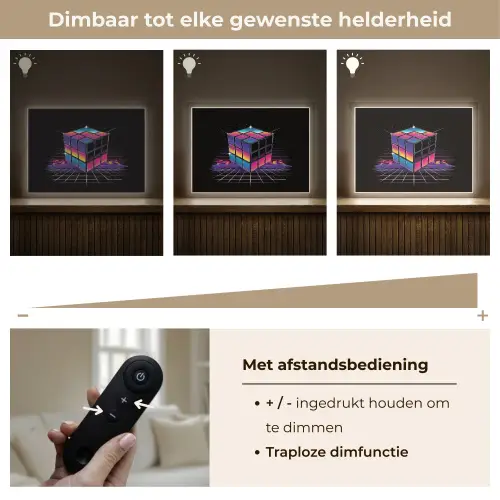 Kubus - Kleurrijk - Raster Light Box met batterij (Wandlamp) middel -USP_dimbaarNL