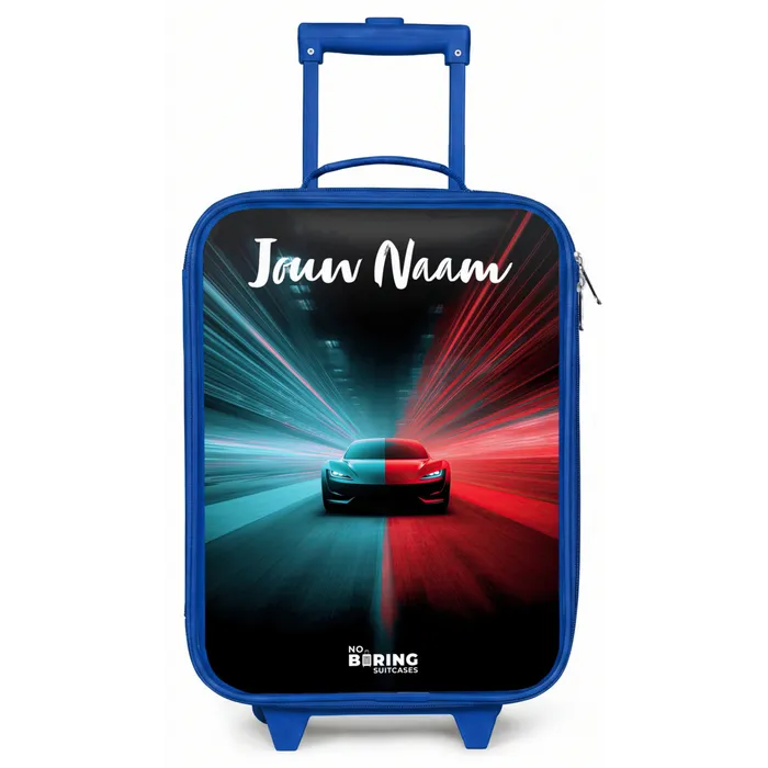 Sportauto - Blauw - Neon - Stad Kinderkoffer - Blauw klein -zz3dotto