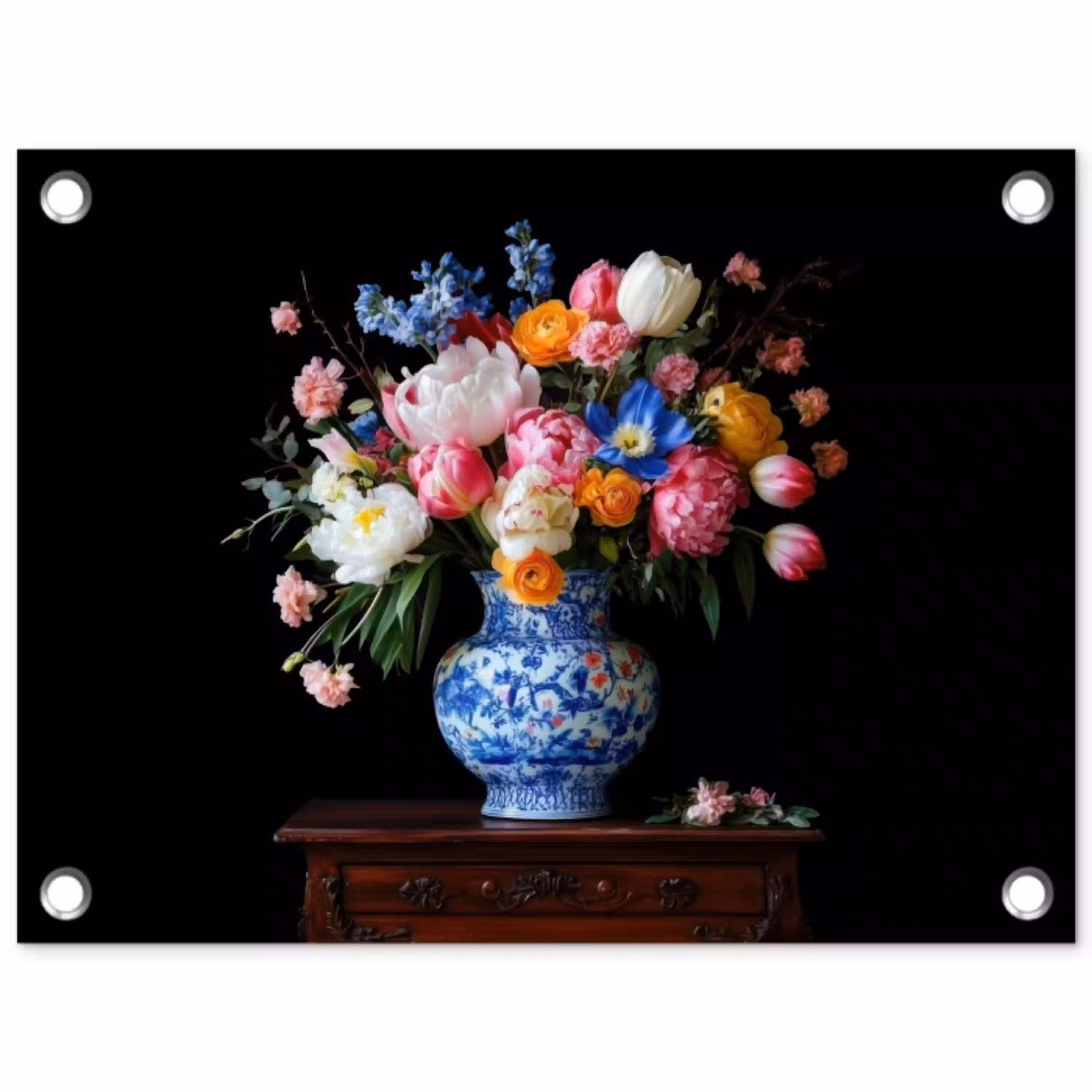 Rozen - Bloemen - Vaas - Boeket tuinposter los doek klein -3d