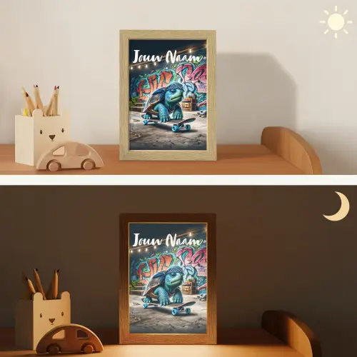 Schildpad - Graffiti - Skateboard - Jongens Light Box met kabel (Kinderlampje) klein -sfeer3_kind