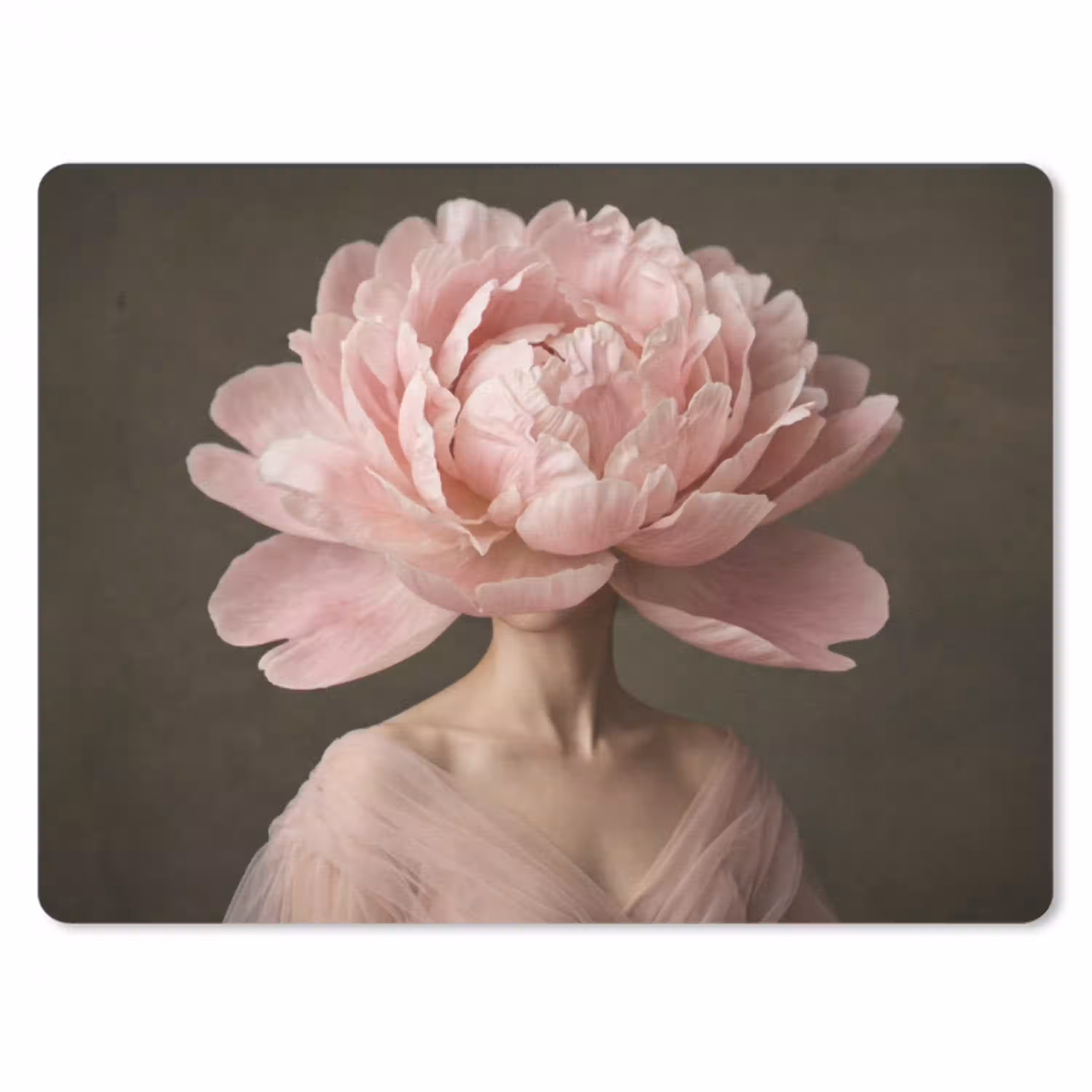 Gezicht - Roos - Roze muismat rubber klein -3d