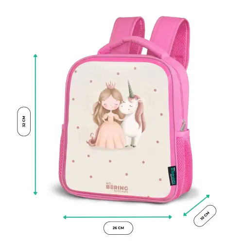 Prinses en een eenhoorn in pastel kleuren Kinderrugzak - Roze middel -productfoto_formaten