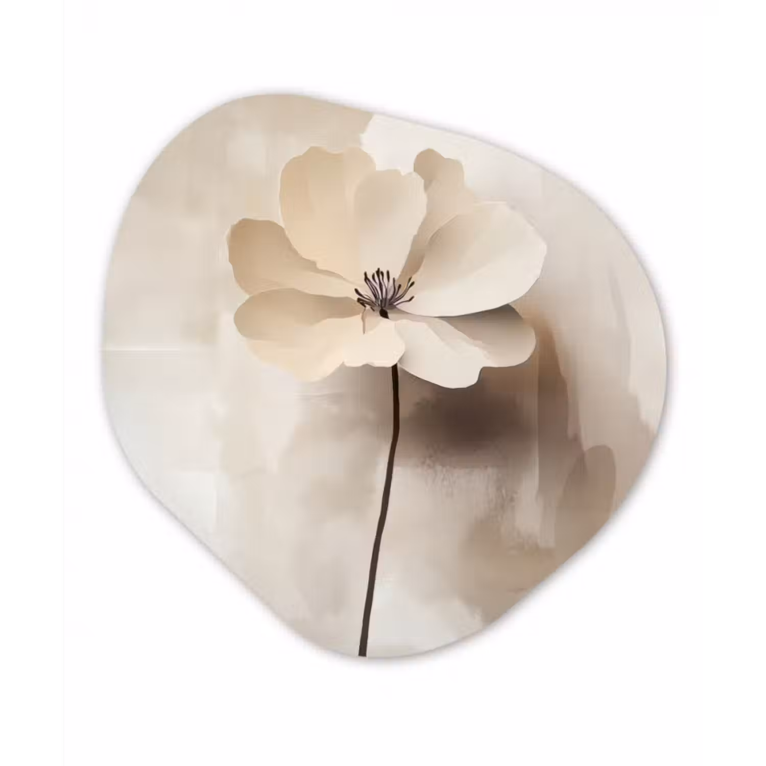 Organisch schilderij glas - Bloem - Beige - Verf - Schaduw