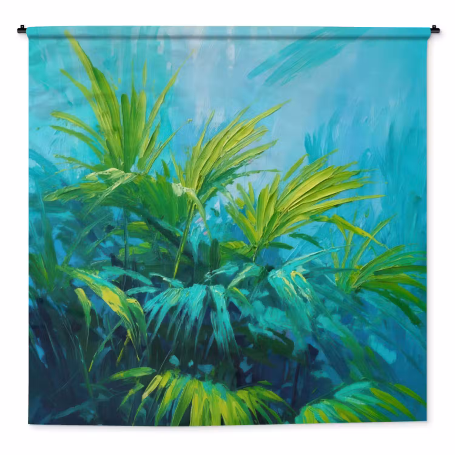 Wandkleed - Bladeren - Groen - Schilderij - Abstract