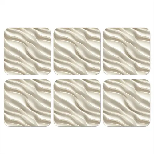 Diagonaal - Golven - Crème onderzetter kurk middel 366 -3d