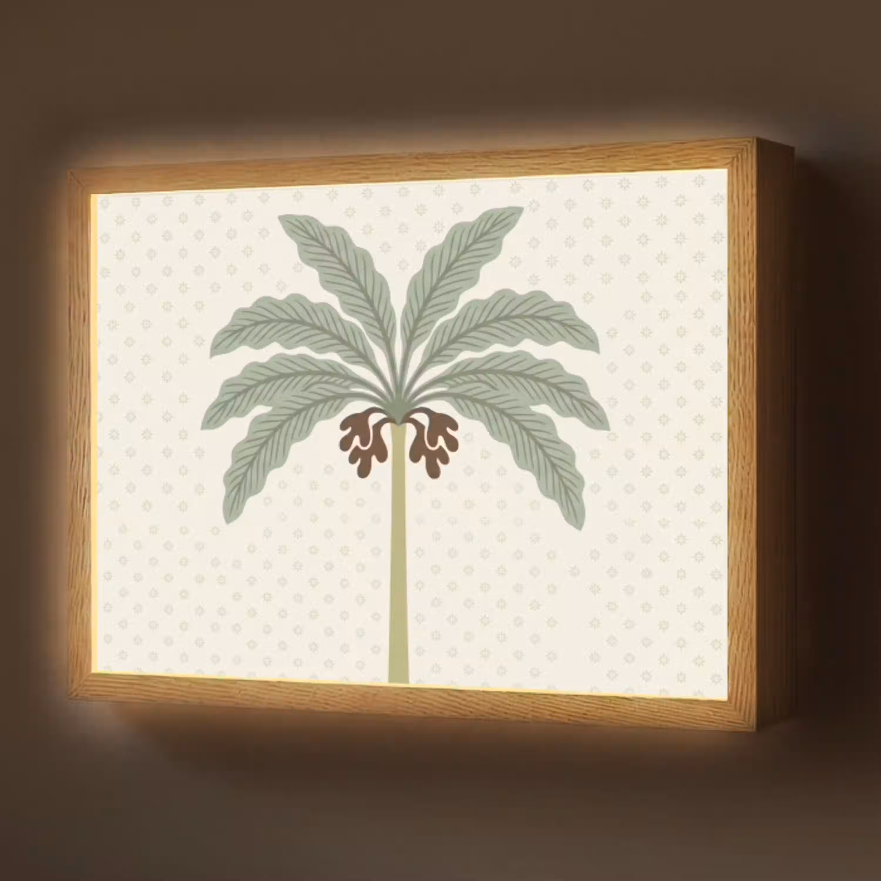 Boom - Bladeren - Groen - Decoratief - Beige Light Box met batterij (Wandlamp) middel -z3d_website