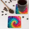 Regenboog - Tie dye - Kleurrijk - Blauw onderzetter kurk middel -sfeer2