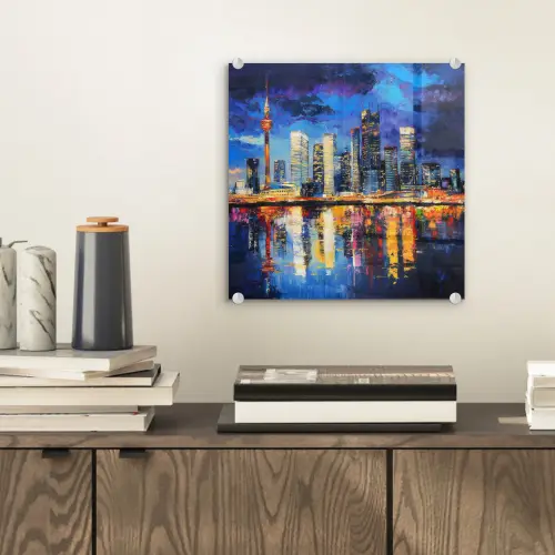 Skyline Toronto - Modern - Stadslicht - Blauw plexiglas 5mm klein -sfeer1