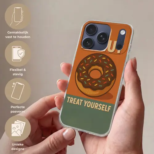 Donut - Spikkels - Kleurrijk - Quote Telefoonhoesje iPhone 17 Pro klein -sfeer3_NL