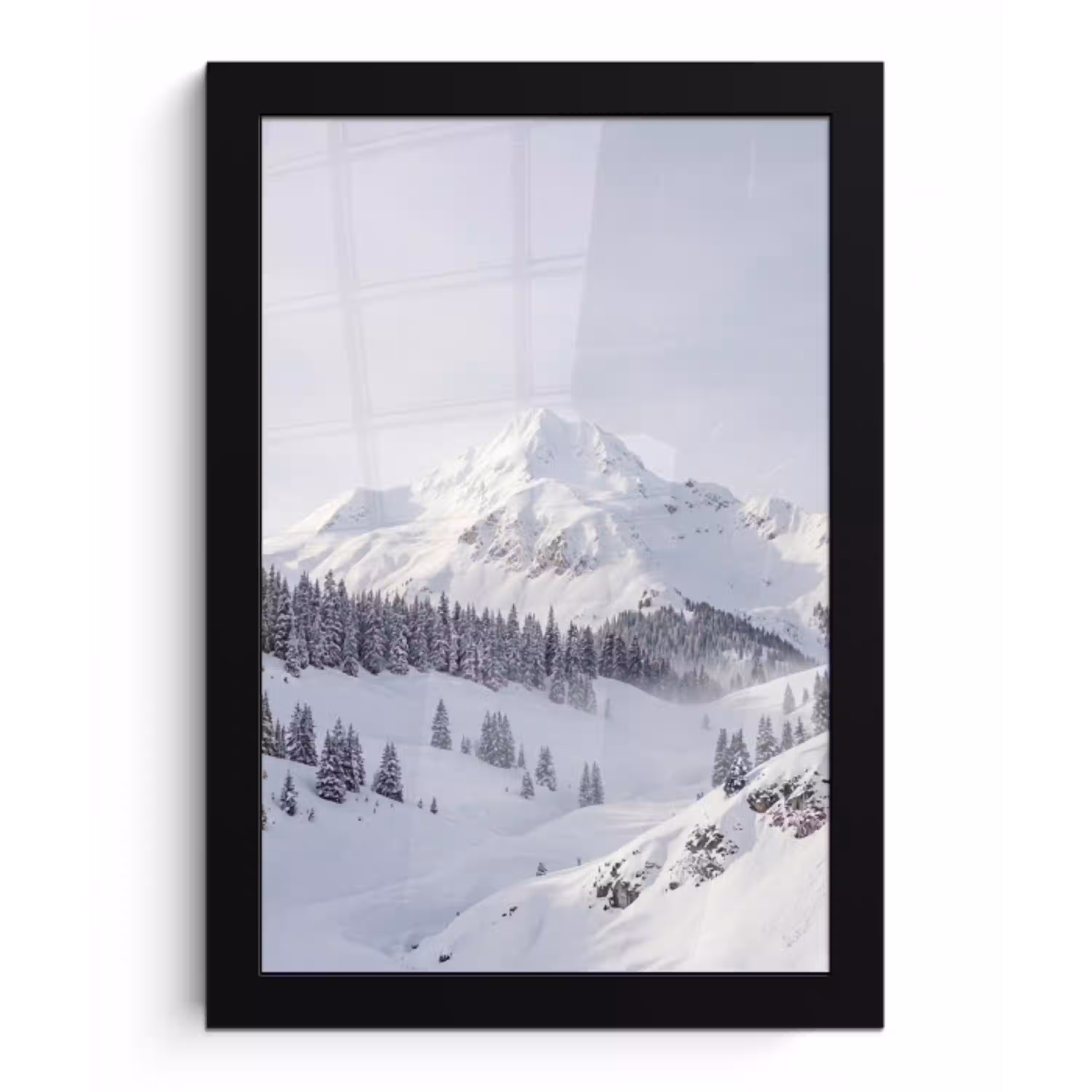 Berg - Sneeuw - Winter - Natuur - Wit fotolijst zwart zonder passe partout klein -3d