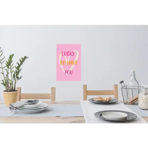 Lucky - Love - Valentijn - Roze Muursticker klein -eettafel