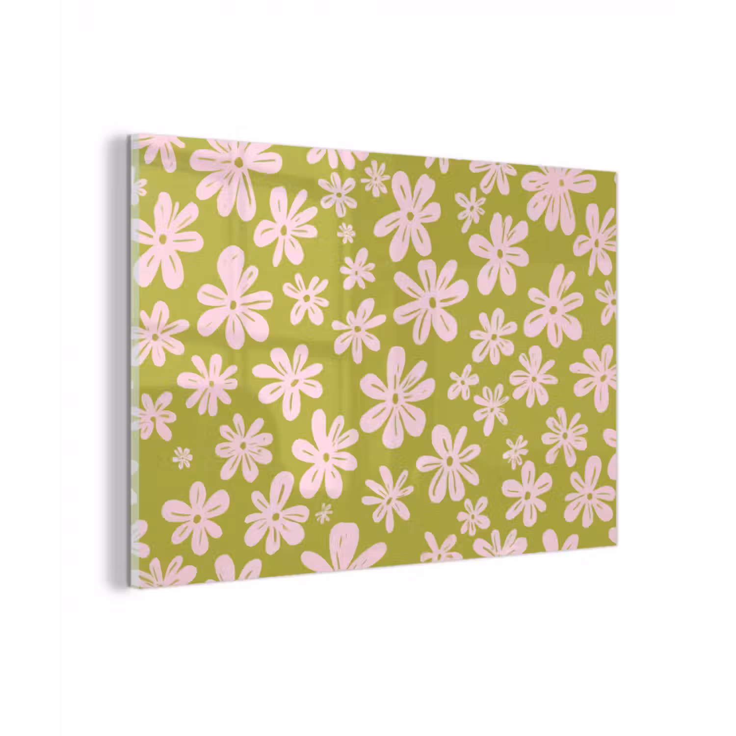 Glasbild - Blumen - Rosa - Gemustert