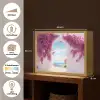 Zee - Roze - Bloemen - Poort Light Box met batterij (Wandlamp) middel -USP_websiteoverzichtNL