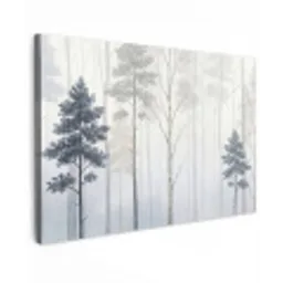 Bos - Bomen - Mist - Natuur - Illustratie - Grijs canvas 2cm klein -z3d