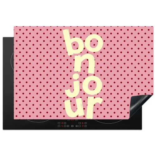 Bonjour - Stippen - Roze- Geel Inductie beschermer vinyl 3mm klein -3d