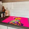 Hagedis - Bloemen - Roze - Kimono Inductie beschermer vinyl 3mm klein -sfeer3