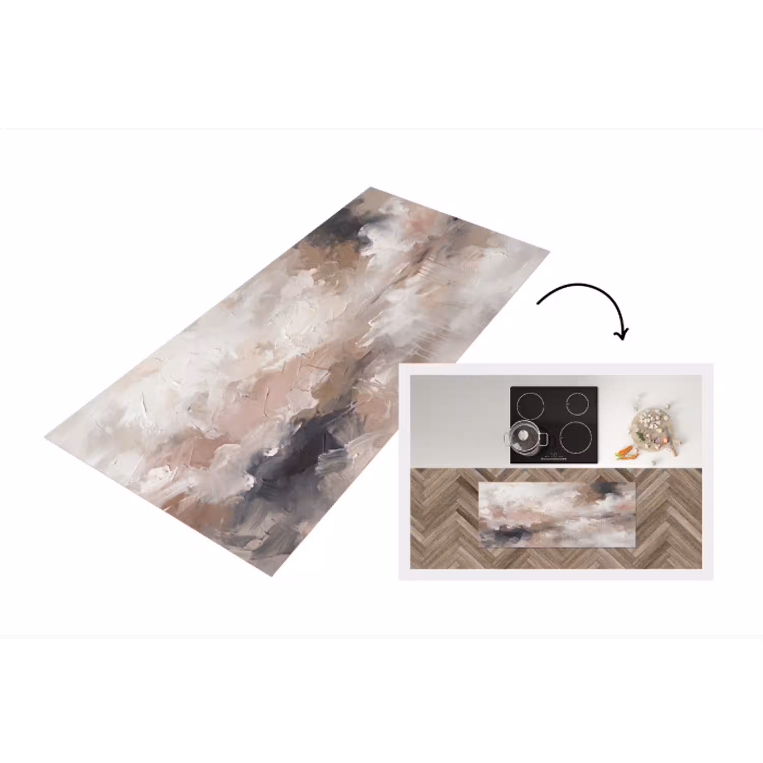 Abstract - Textuur - Kunst - Modern - Beige Keukenloper - keukenmat middel -3d