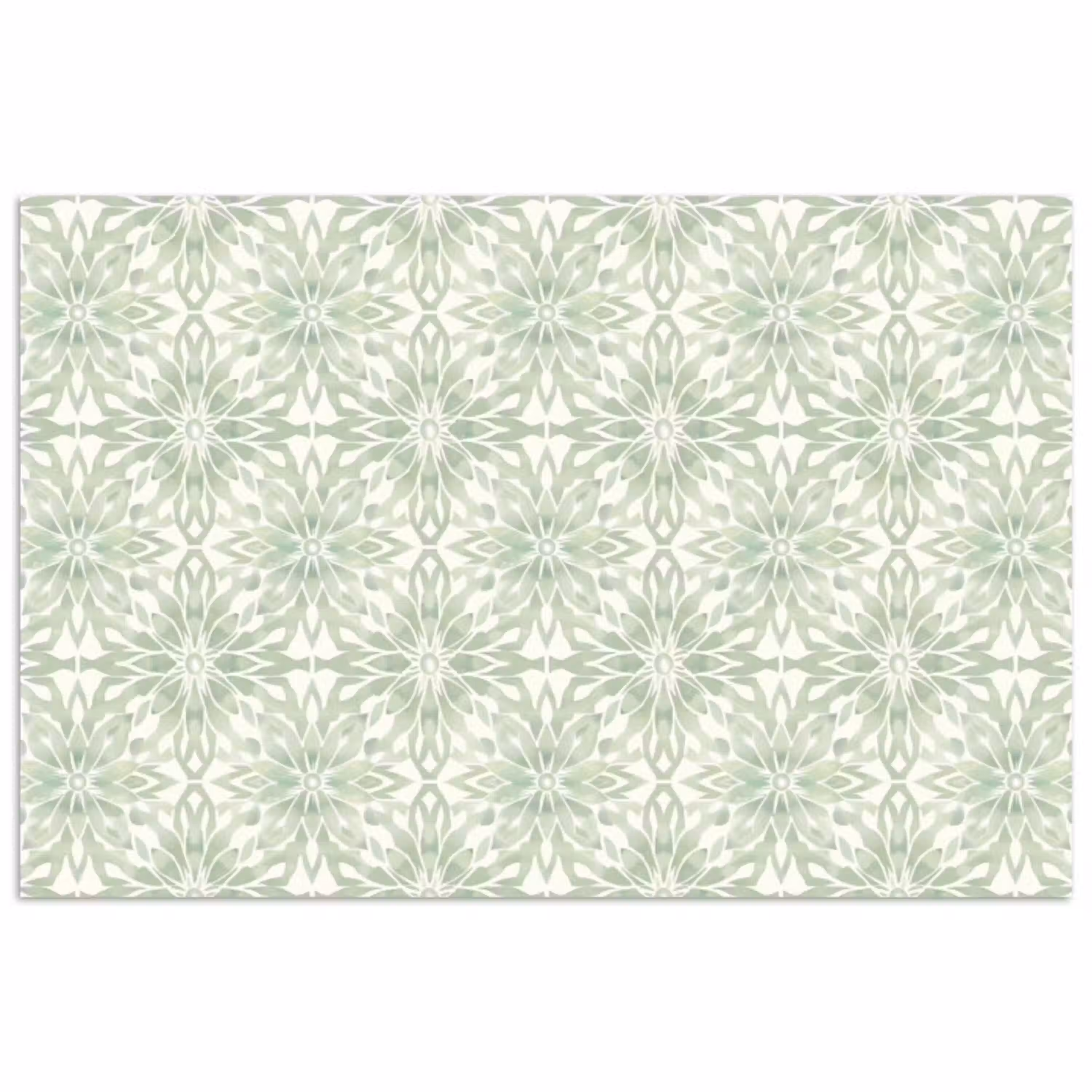 Saliegroen - Symmetrisch - Mandala - Ornament - Patroon poster papier klein 62 -3d