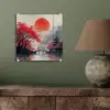 Rode zon - Rivier - brug - Bomen plexiglas 5mm klein -sfeer3