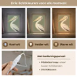 Pelikaan - Wit - Vogel - Klassiek - Natuur Light Box met kabel (Kinderlampje) klein -USP_lichtkleurNL
