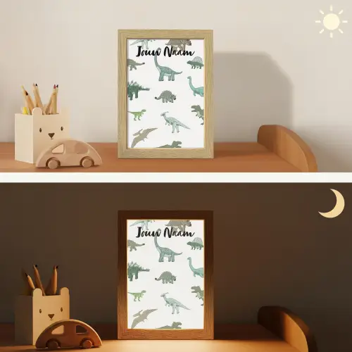 Dino - Groen - Jongens - Dinosaurus - Blauw Light Box met kabel (Kinderlampje) klein -sfeer3_kind