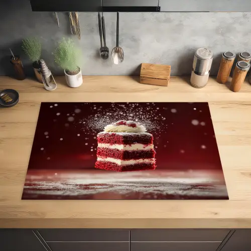 Rode - Velvet - Taart - Eten Inductie beschermer vinyl 3mm klein -sfeer5