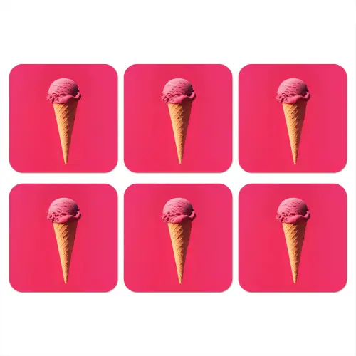 Schepijs - Roze - Hoorntje onderzetter kurk middel -3d