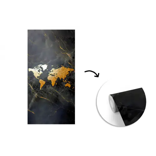 Wereldkaart - Goud - Marmer fotobehang vinyl groot -3d