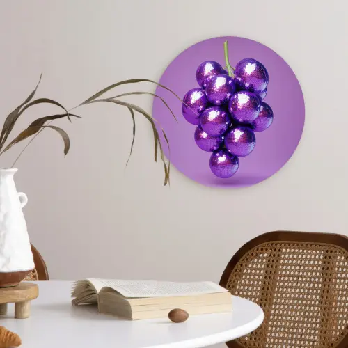 Druif - Disco - Glitter - Paars Wandcirkel plexiglas klein -sfeer4