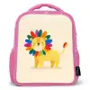 Leeuw - Kleurrijke manen - Beige Kinderrugzak - Roze middel -3d