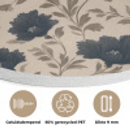 Motief - Bloemen - Zwart - Beige Akoestische PET Vilt - Rond klein 838 -closeup_NL