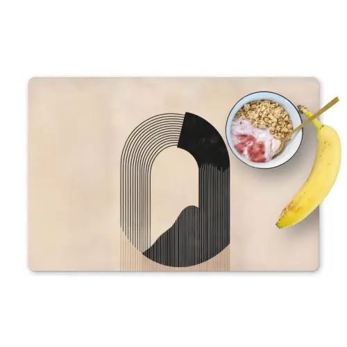 Grafisch gebogen motief - Beige Placemat vinyl groot -zzzproduct_Kitchenyeah-website