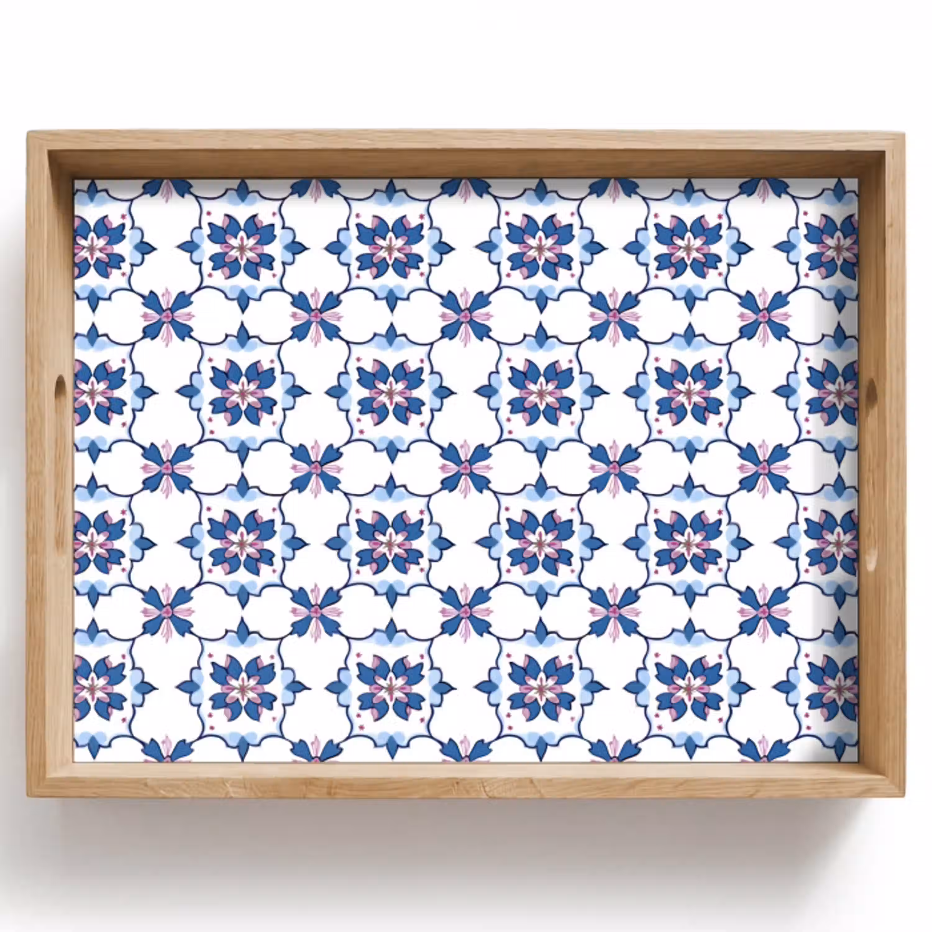 Modern - Patroon - Blauw - Roze Dienblad Rechthoek middel 911 -z3d_shopping