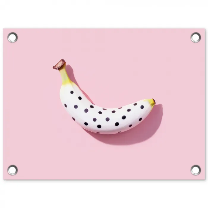 Banaan - Stippen - roze tuinposter los doek klein -3d