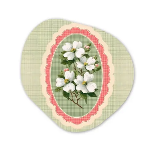 Bloemen - Illustratie - Geruit - Groen Wandcirkel Organisch Forex 3mm klein -3d