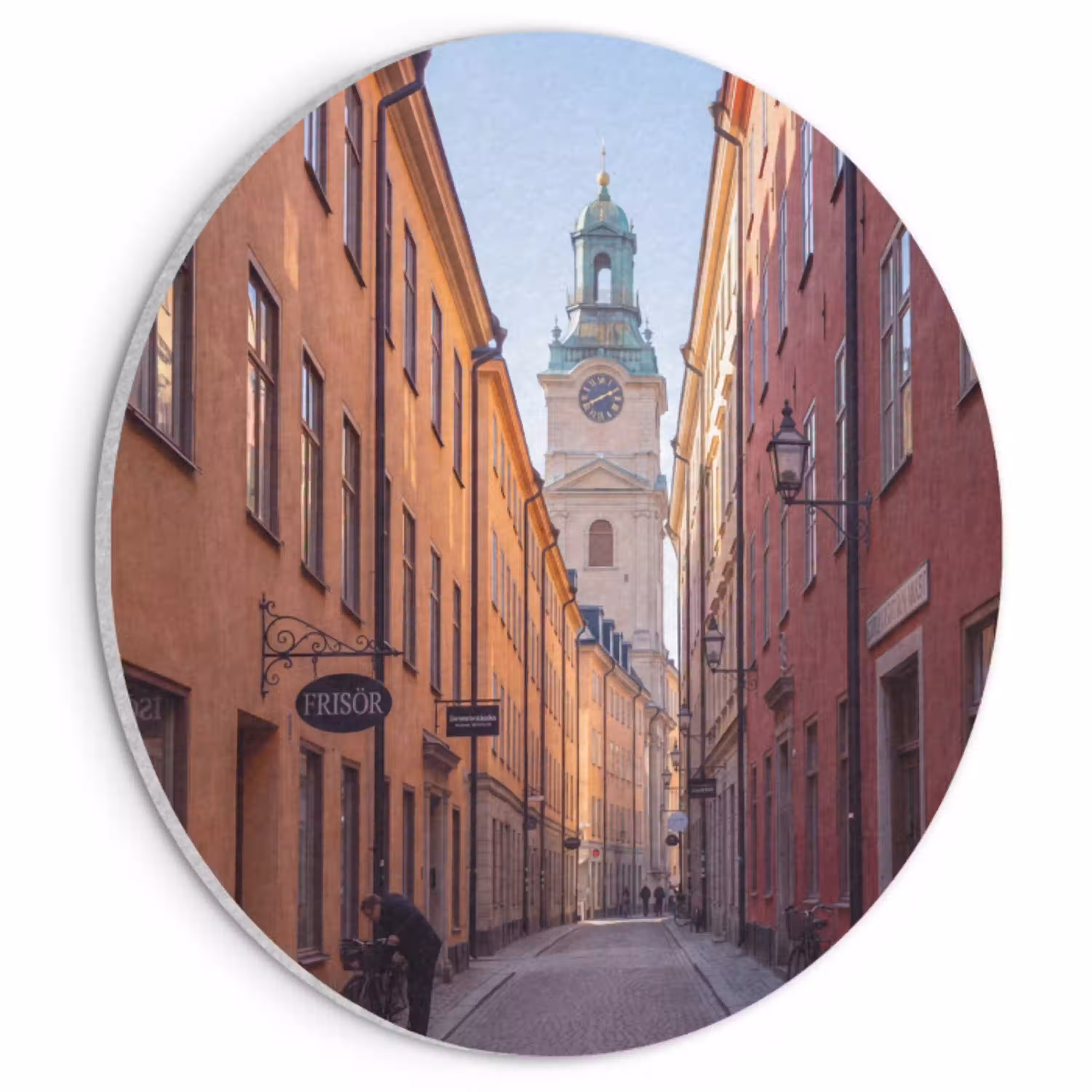 Straat - Klokkentoren - Stad - Architectuur - Historisch Akoestische PET Vilt - Rond klein -3d