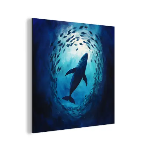 Walvis - Vissen - Donkerblauw aluminium wit klein -3d