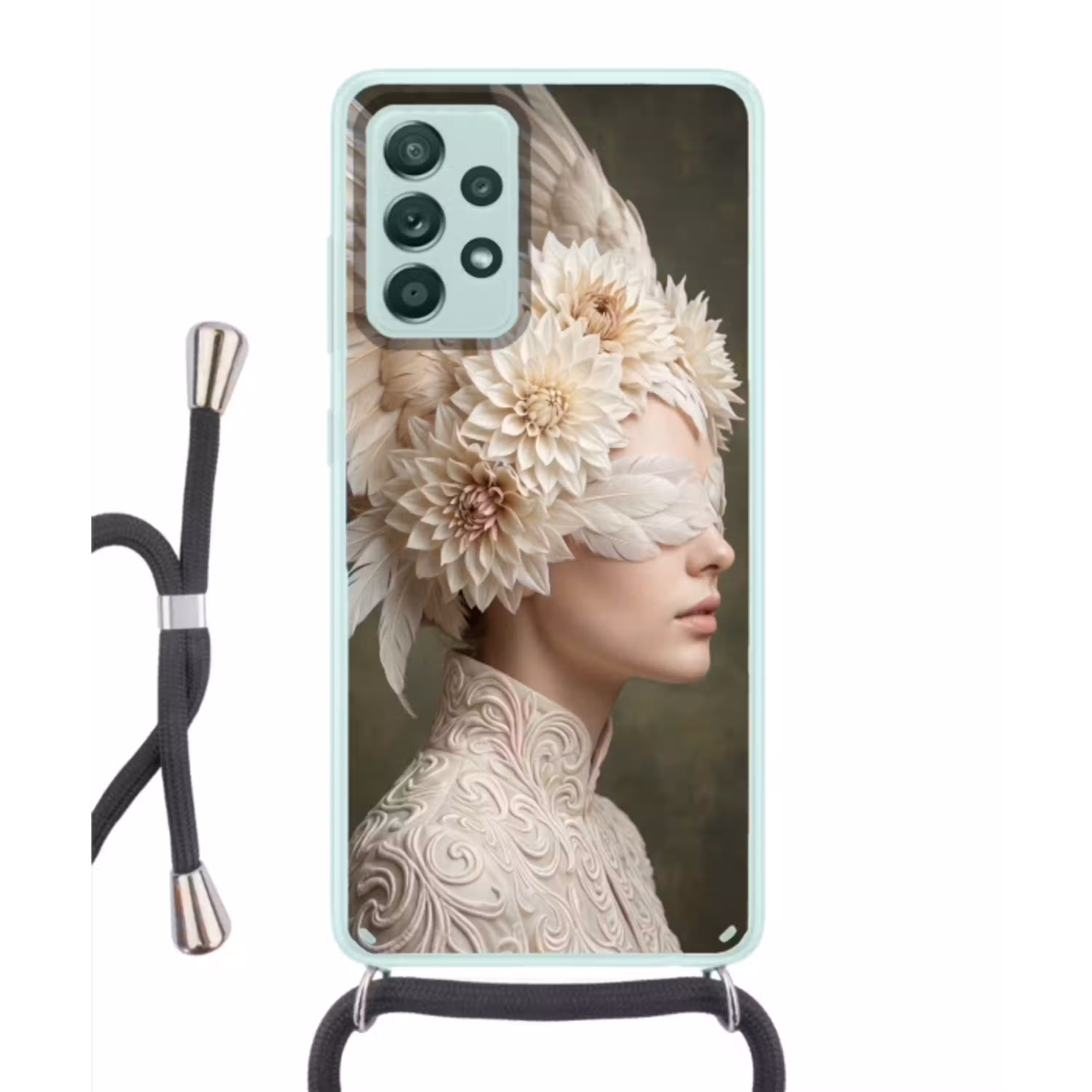Vleugels - Vrouw - Wit Hoesje Samsung Galaxy A52 met koord klein -3d
