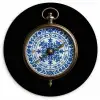 Kompas - Delfts blauw - Zwart Wandcirkel kunststof plaat 5mm dik klein -3d