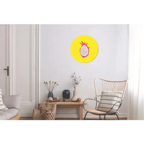 Illustratie - Drakenvrucht - Kleurrijk Wandcirkel aluminium klein -woonkamer