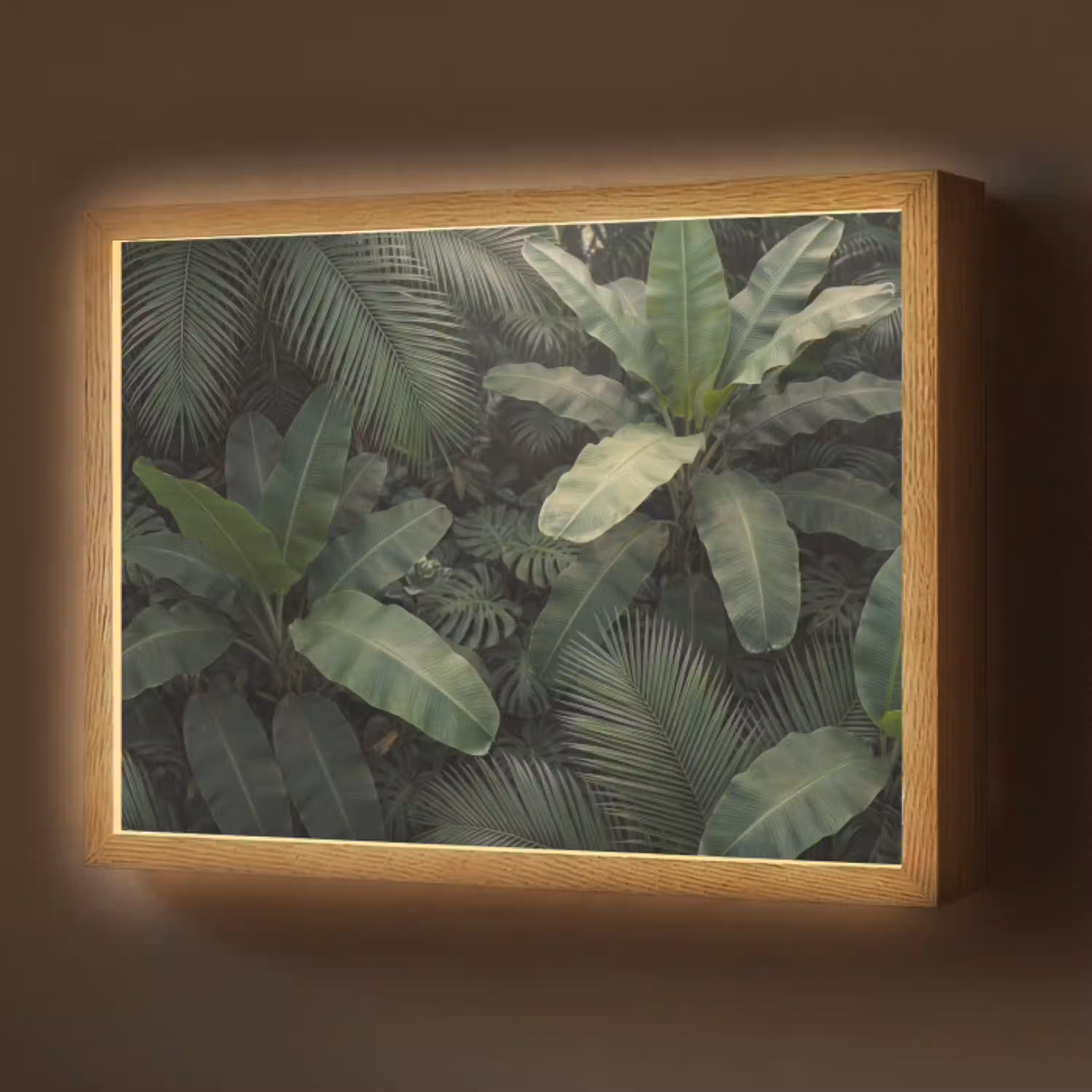 Bladeren - Groen - Tropisch - Natuur Light Box met batterij (Wandlamp) middel -z3d_website