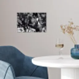 Springen - Paard - Zwart - Wit poster papier klein -sfeer3