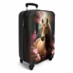 Koffer - Paard - Bloemen - Roze - Natuur - Bos Koffer - NBS - Handbagage middel -productfoto_3d