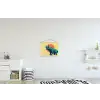 Triceratops - Cirkel - Oranje - Hoorns textielposter latten blank klein -kinderkamer